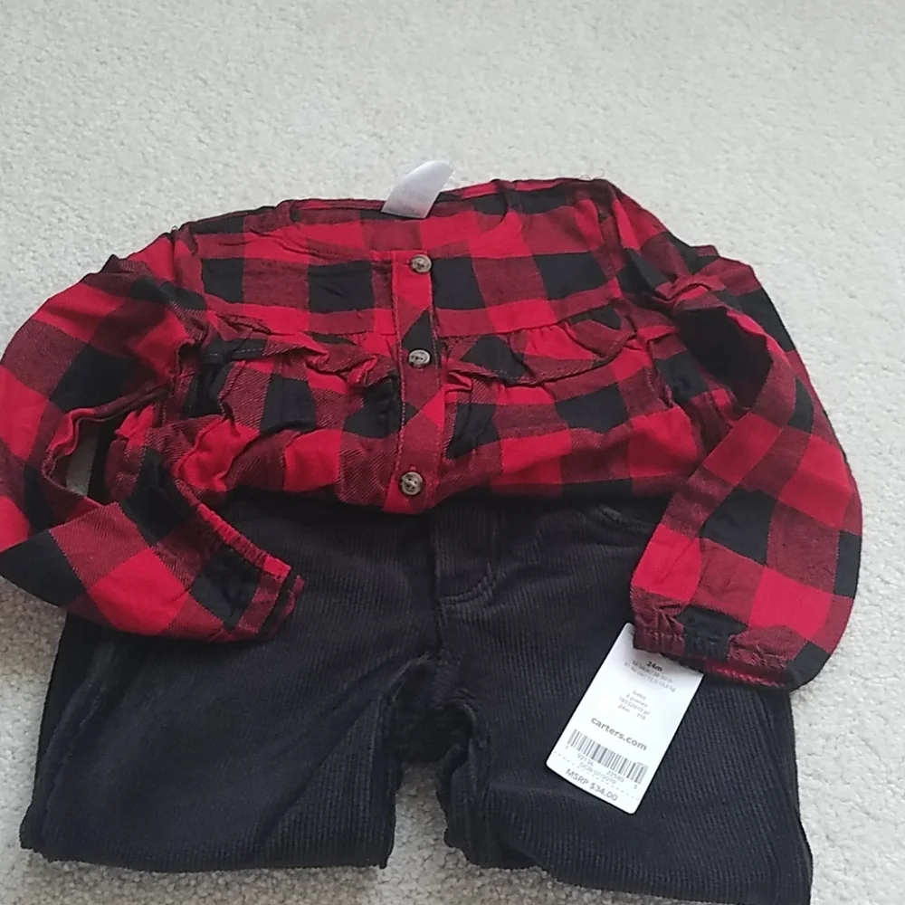 Plaid Button top and pants